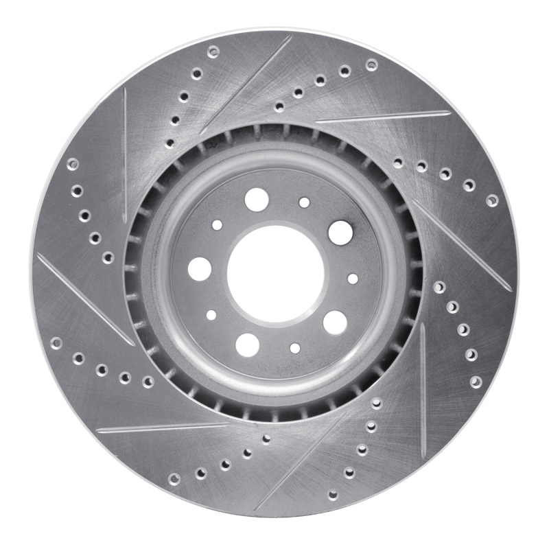 Volvo V70 Brake Rotor (1) - Front Right - R1 Concepts - Drilled & Slotted - Silver - `04-`07